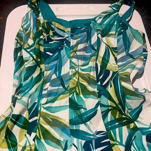 Beautiful turquoise floral fit and flare dress from Dressbarn, size 14